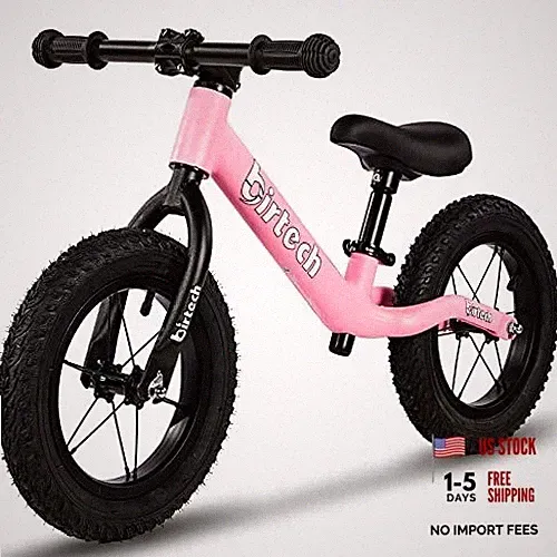 12" Balance Bike for 2, 3, 4, 5 Year Old Boys and Girls, Lightweight Nylon Pink