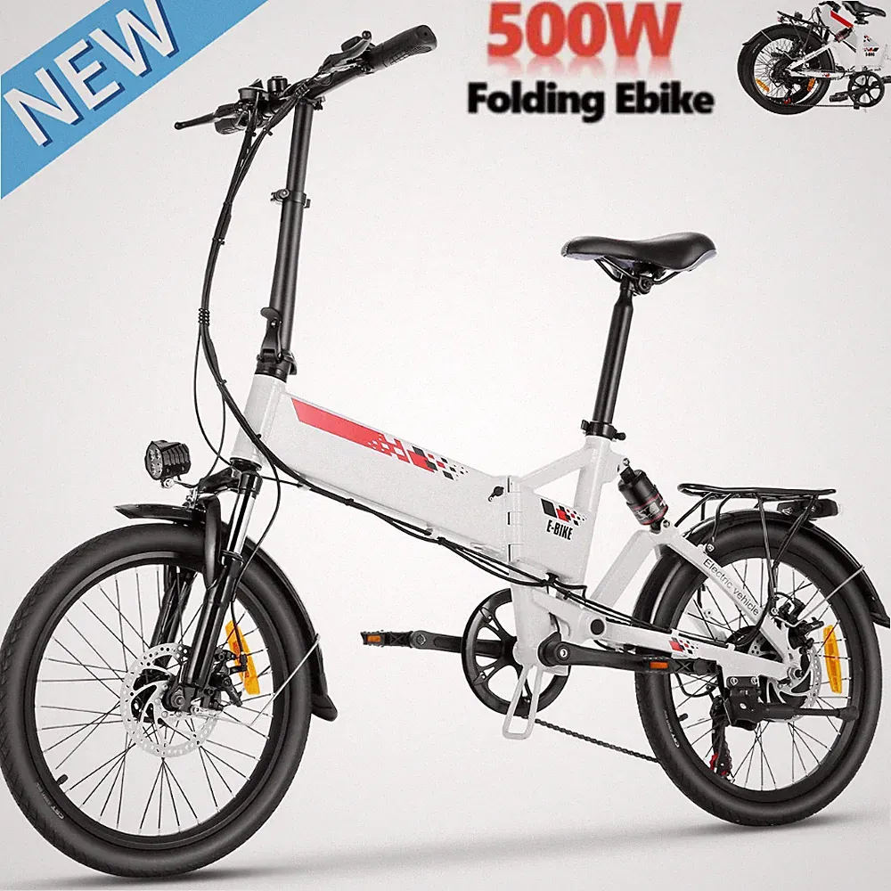 20in Folding Electric Bike, 500W 48V Ebikes 7 Speed Electric Bicycle for Adults