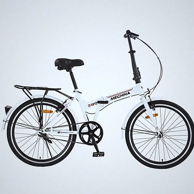 24" Folding Bike Single Speed Dual V-Brake Portable Bicycle Adult City Commuter