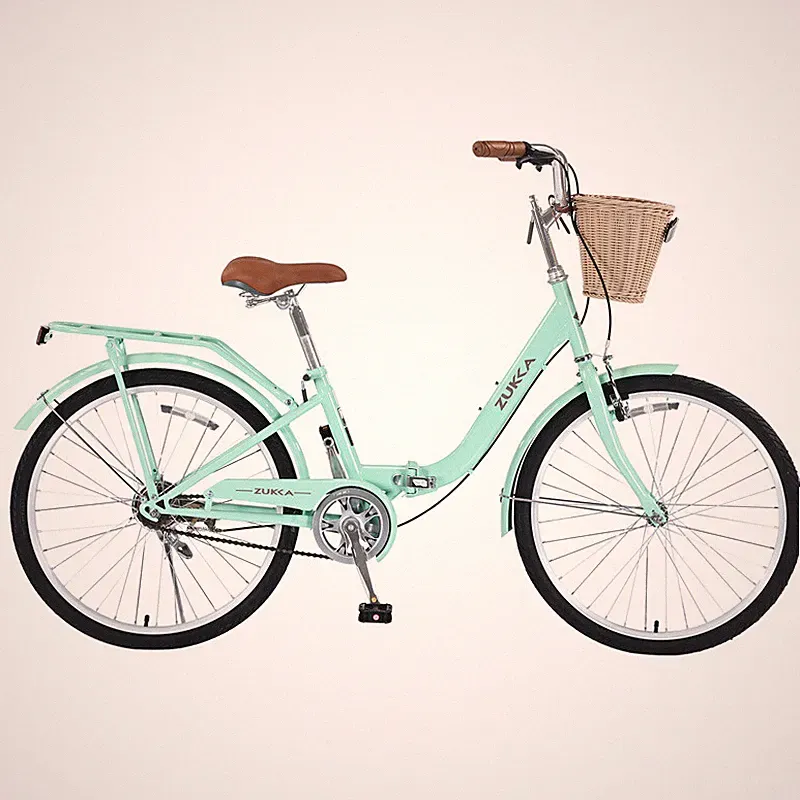 24in Folding Lady Bike Single Speed Steel Frame for Easy to Carry and Commuting