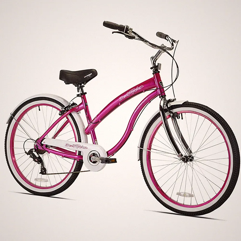 26" Women's Del Rio Beach Cruiser Bike Perfect Fit Steel Frame, Magenta