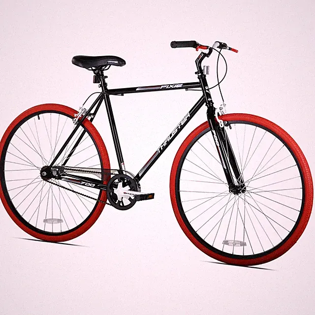 700c Thruster Fixie Bike Steel Frame, Single Speed, Height 5'4"+, Black and Red