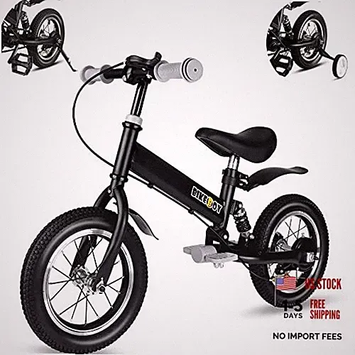 Balance Bike 2 in 1,The Dual Use of a Kids Balance Bike and Kids 14inch Black