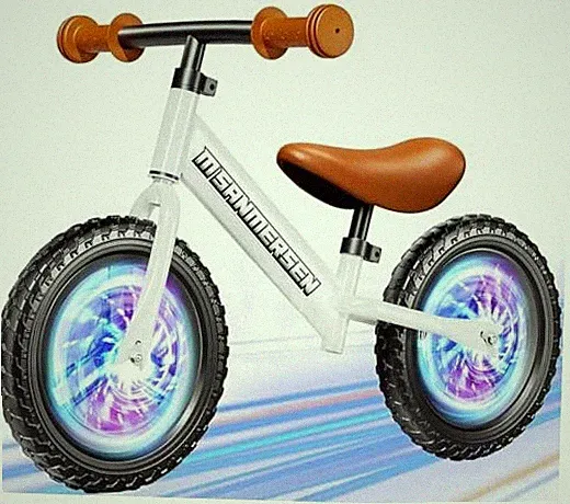 Colorful Lighting 12 Inch No Pedal Balance Bicycle Bike for Kids Age 24 White