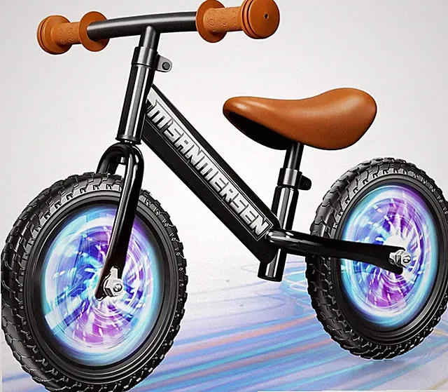 Colorful Lighting Toddler Balance Bike 2 3 Year Old,Balance 12 inch, Black