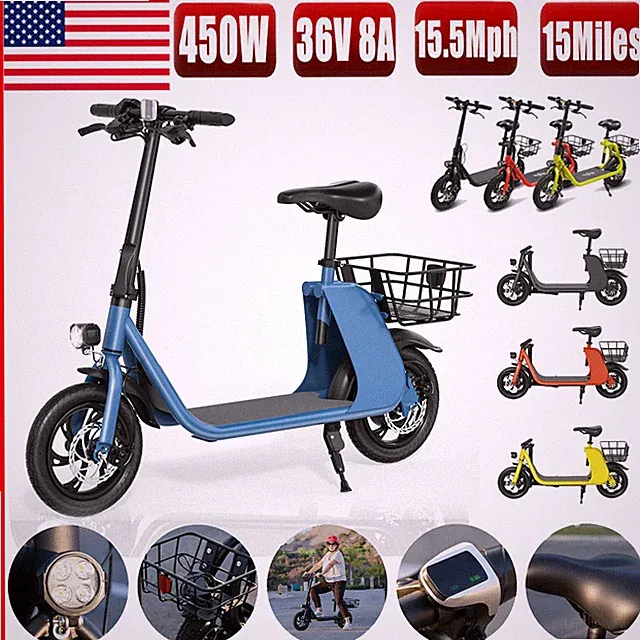 Folding Electric Bike Adult Sports Scooter with Seat Electric Moped Commuter