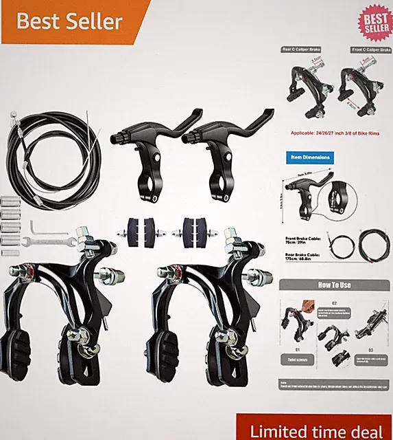 Full Brake Upgrade Set: 2 Pair V Brakes with Adjustable Cables & Tools Included