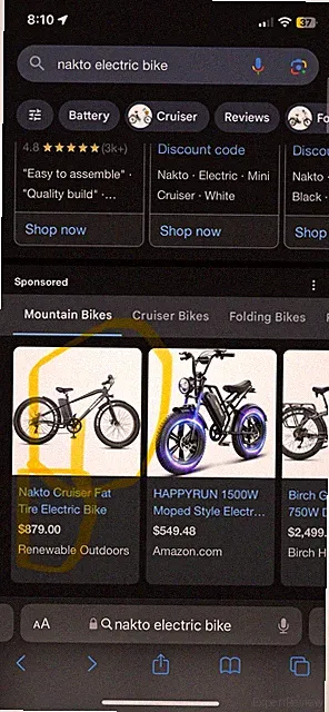 NAKTO Fat Tire Electric Bike 26”