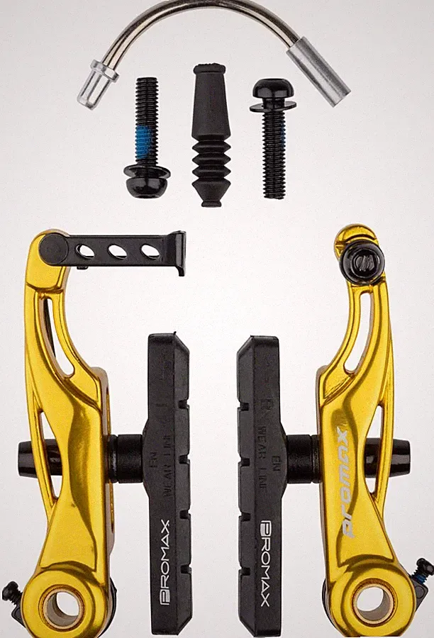 Promax P-1 Linear Pull BMX Brake - 85mm Lightweight Aluminum, Gold, Long-Travel