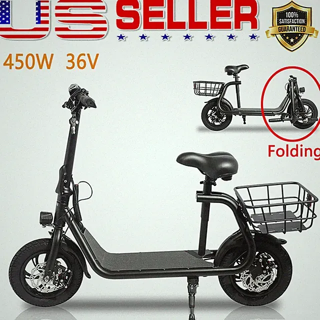 Sports Electric Scooter with Seat 36V Lithium Electric Bike 450W Adult Commuter
